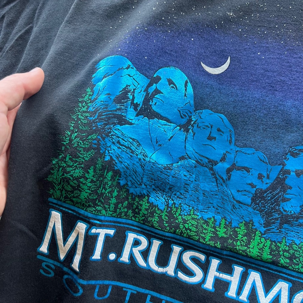 Vintage Mt Rushmore T-Shirt Mens Medium Black Graphic South Dakota Souvenir Tee - Picture 3 of 6